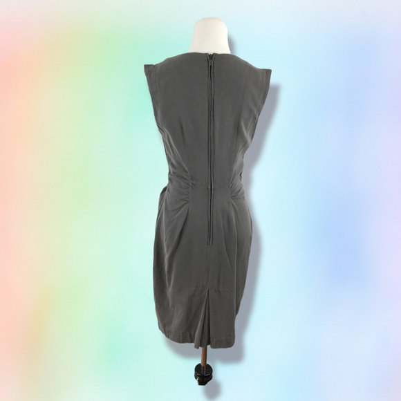 HD in Paris Anthropologie Women's Dress Sheath Gray Tie Silk Blend 4 - Picture 2 of 4